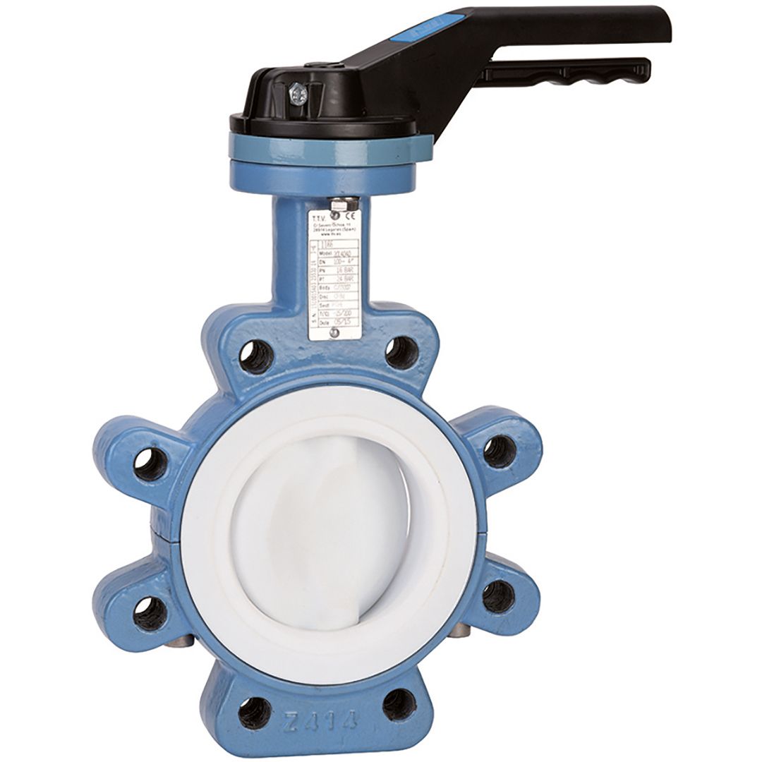 1165-robinet-papillon-TTV-lug-PTFE Robinet à papillon Lug Excellence fonte/PTFE silicone CE1935 2004 FDA