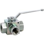 Robinet 3 voies à tournant sphérique Acier en L PN350/400 BSP - Contrôle directionnel haute pression