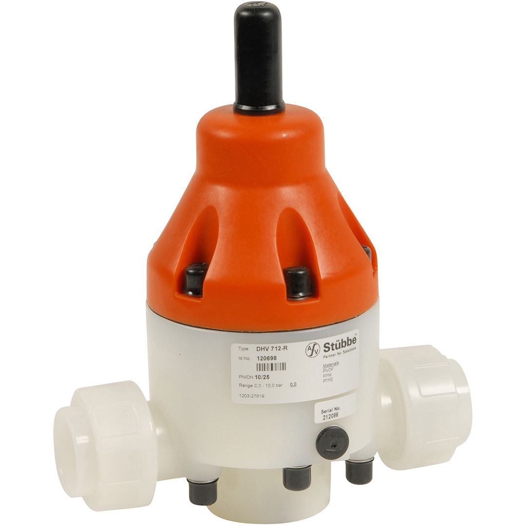 DéversDHV 712-R PVDF - Soupape de décharge STUBBE PVDF/FPMur-FT59B-DHV712-PVDF-FEMELLE DHV 712-R PVDF - Soupape de décharge STUBBE PVDF/FPM