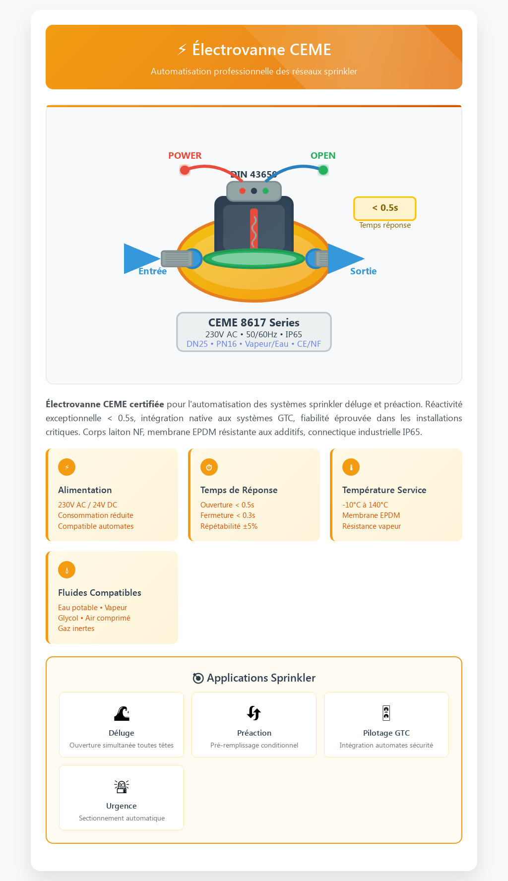 Electrovanne CEME pour réseau Sprinkler