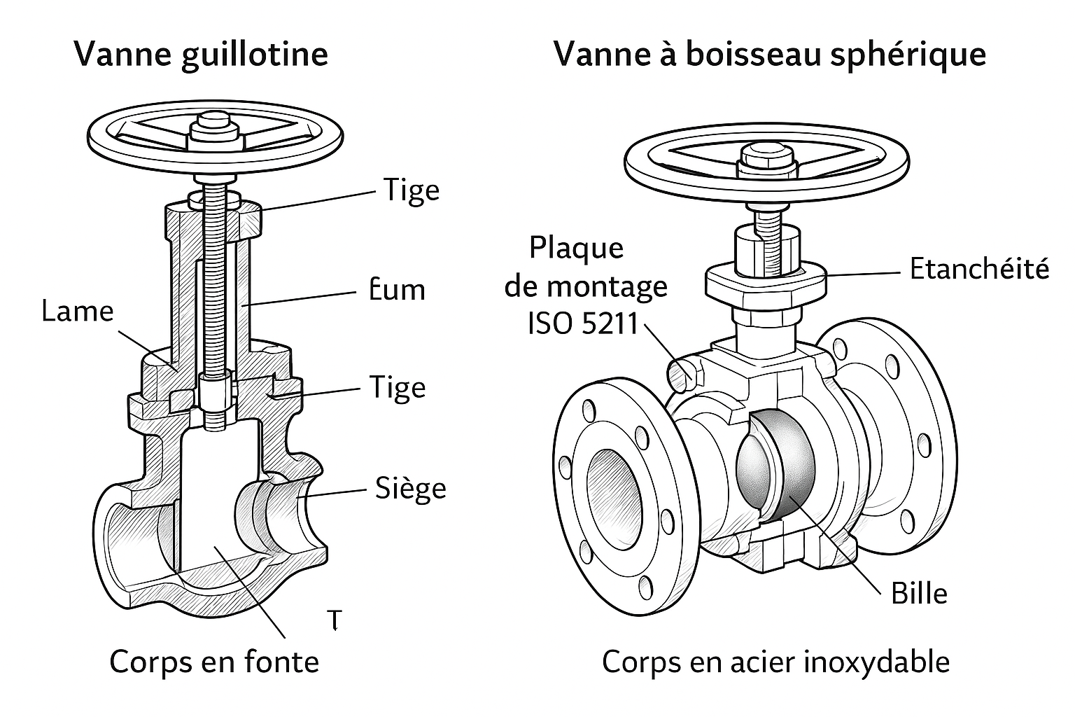 Vanne guillotine VS vanne à boisseau sphérique