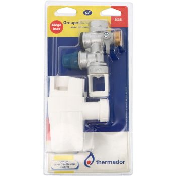Groupe de sécurité vertical à siège inox et siphon — THERMADOR