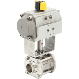 Directive PED 2014/68/UE et robinetterie industrielle : comment classer vos vannes ? 2 Robinet à boisseau sphérique inox PN40 à actionneur, exemple de vanne classée selon PS et DN par la directive PED